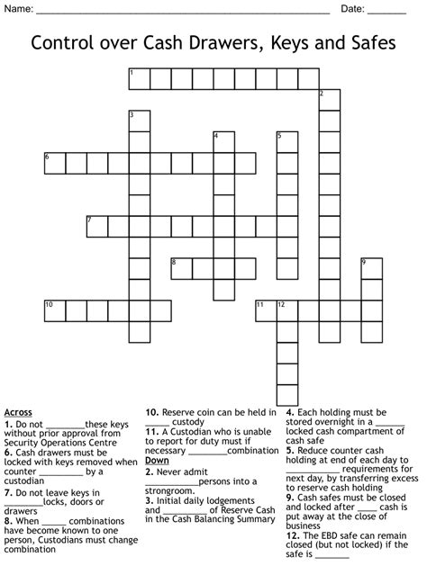 Crossword Clue. . Money drawer crossword clue